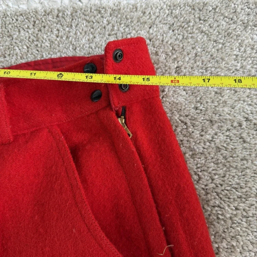 Vintage Duxbak Snow Pants Mens Medium Red Wool Lined Cuffed Winter Workwear